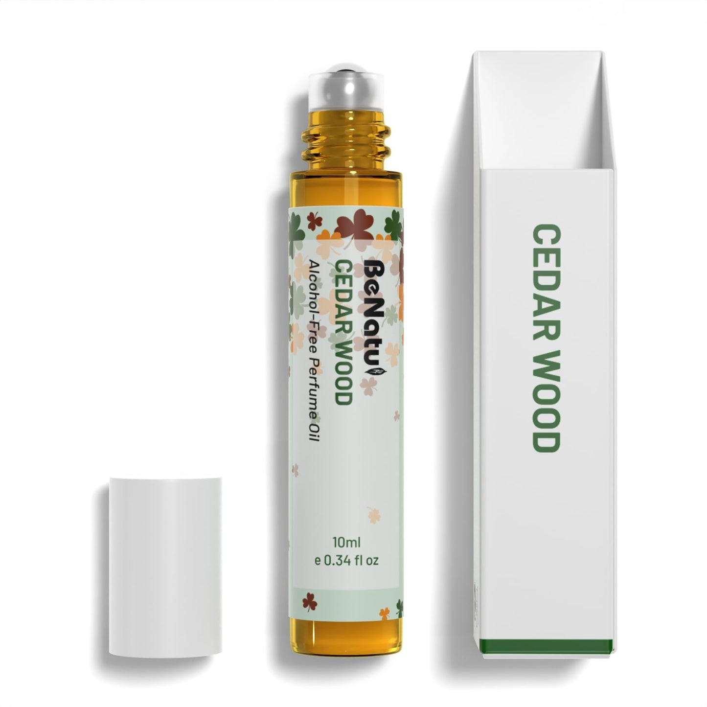 benatu Cedar Wood Perfume Oil Roll On for Men, Alcohol Free Eau de Parfum, Travel Size Essential Oil Body Fragrance, Concentrated Warm Woody Scent, 10 ml