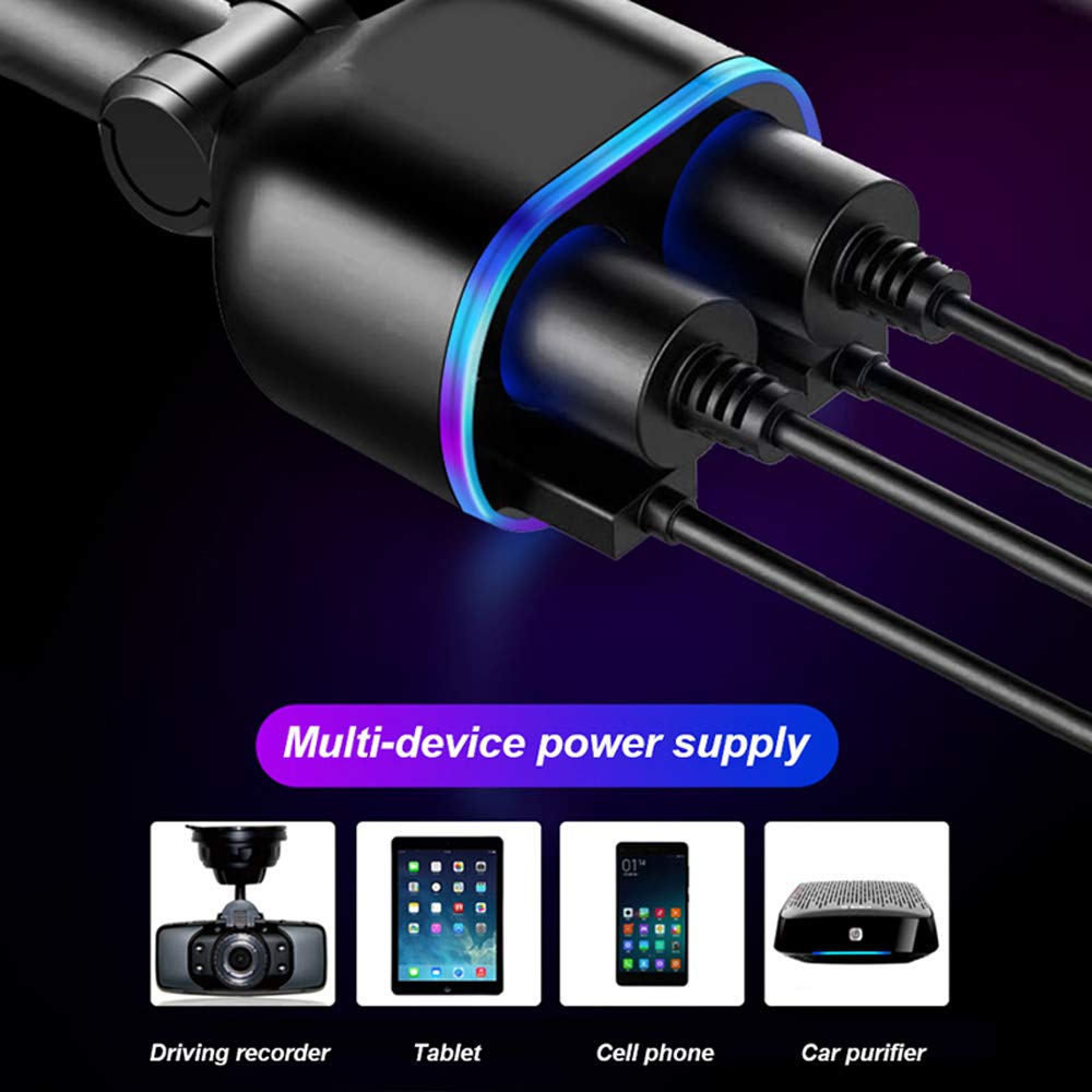 Car Charger Cigarette Lighter Splitter Adapter,120W QC3.0 Dual USB Car Charger with LED Voltmeter 12/24V Sockets Splitter Cigarette Lighter USB Charger Fast Charging for Phone Tablets GPS Dash Cam