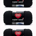 Hilo negro Red Heart Super Saver - Paquete de 3 de 198 g/7 oz - Acrílico - 4 medianos (peinado) - 364 yardas - Tejido de punto/crochet