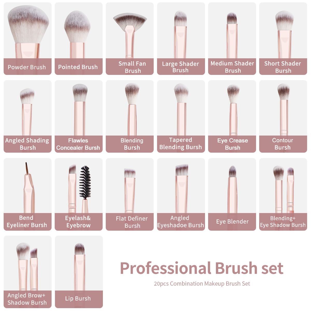 29 Pcs Makeup Brushes Set, Professional Makeup Kit Cosmetics Brushes Foundation Concealer Powder Face Eye Make up Brushes Kit (Pink)