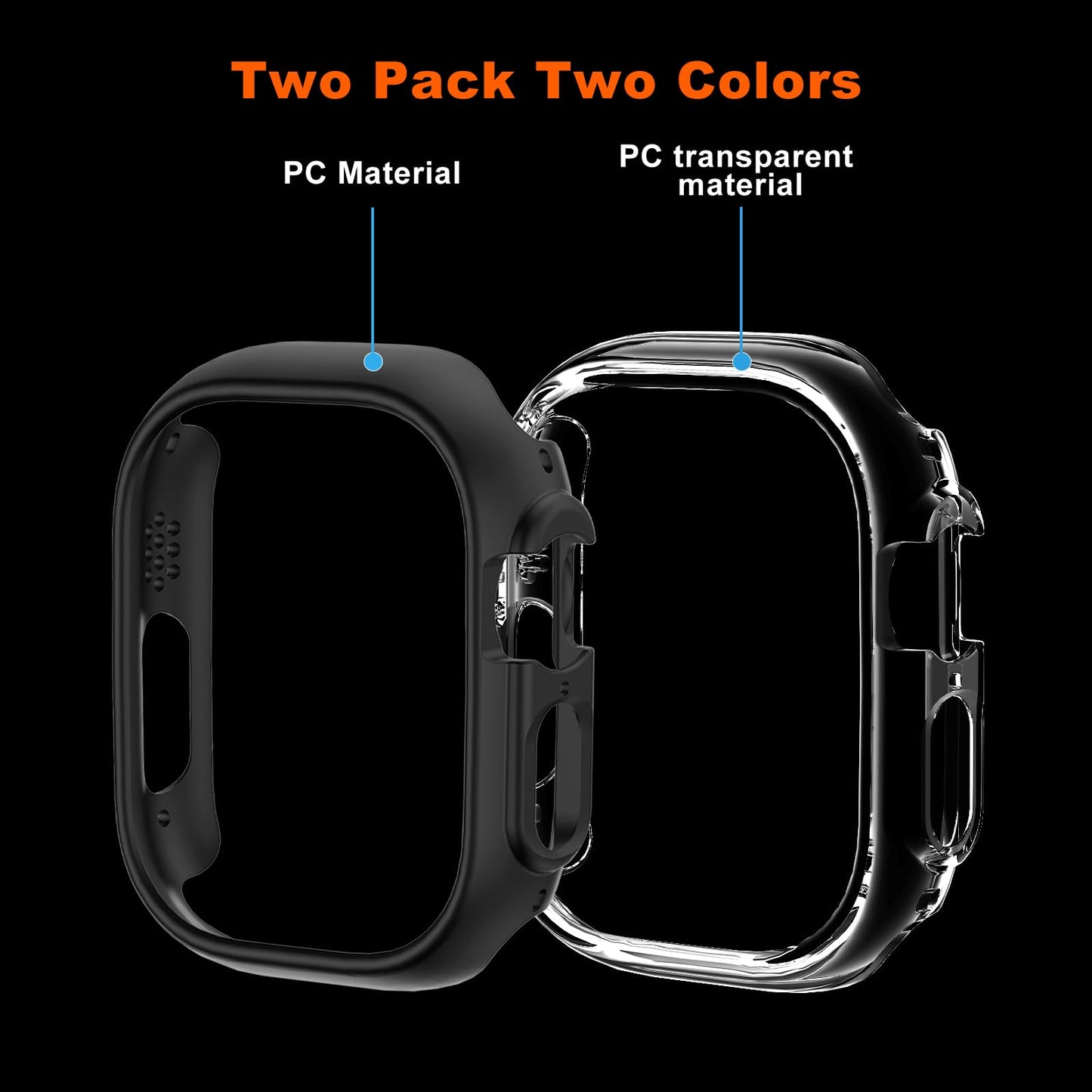 Jaroco 2 Pack [No Screen Protector] Bumper Case for Apple Watch Ultra 2/1 49mm, Slim Shockproof Protective Bumper Cover for iWatch Ultra 2 Cover 49mm, Black+Clear