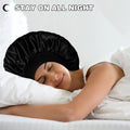 Gorro de satén extragrande para el pelo, gorro de seda de 17 pulgadas para dormir, gorro de seda gigante para dormir para mujeres, trenzas, cabello rizado, 1 pieza (negro)