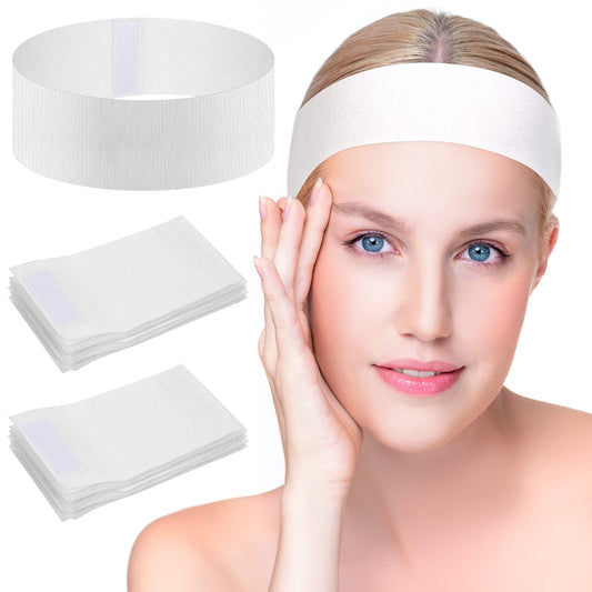 Sublaga 40 Pack Spa Headband for Women Disposable Skincare Headbands for Facials Esthetician Supplies Esthetician Headbands Stretch Headbands for Women's Hair (40pcs white)