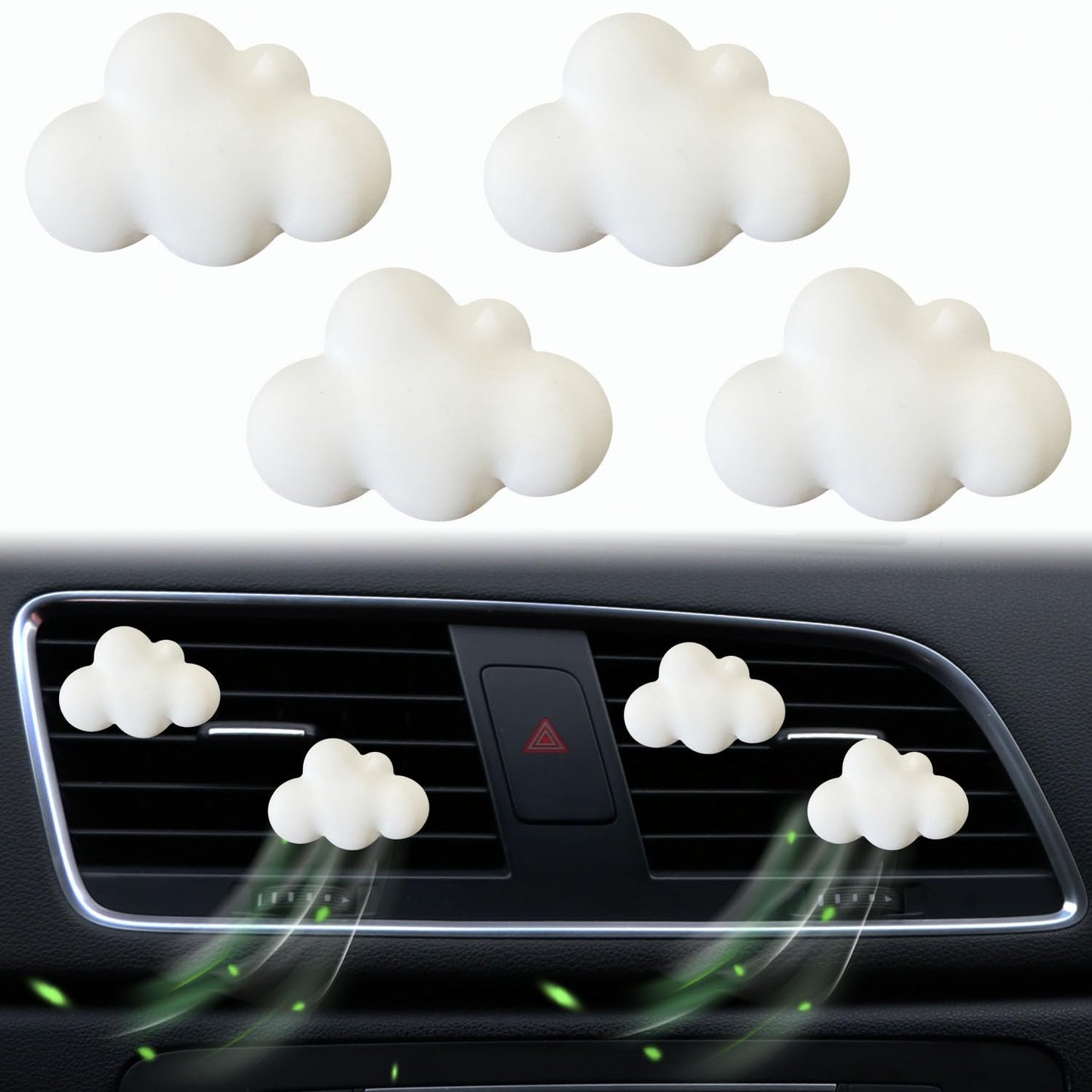 4 Pcs Cloud Air Vent Clips, Cute Cloud Car Air Fresheners Vents Clips Funny Car Diffuser Vent Clips Car Interior Decor Charm Cute Car Accessories Car Decoration for Women