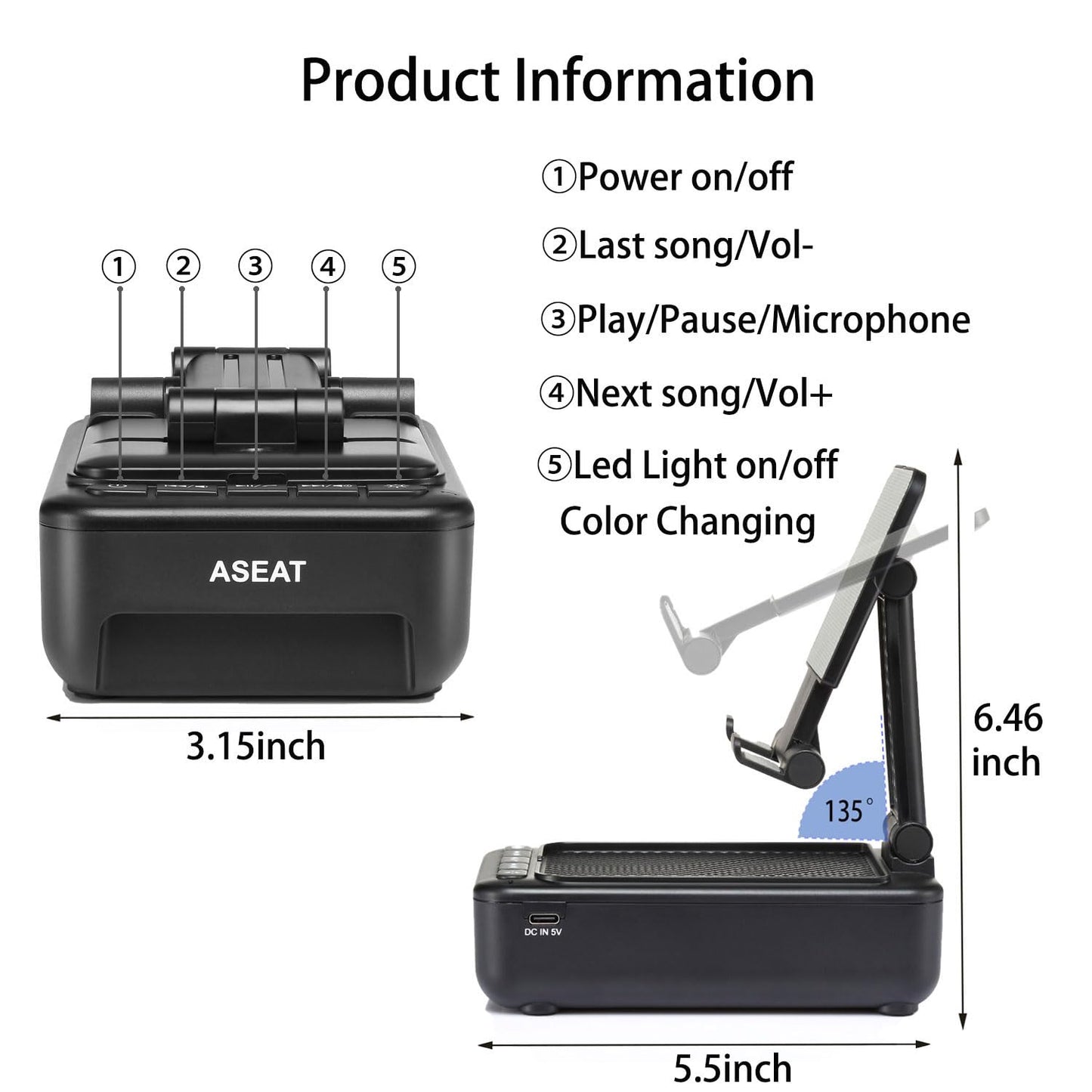 ASEAT Gifts for Men Him, Cell Phone Stand with Bluetooth Speaker&Led Color Changing Light, Unique Gifts for Women Dad Her Husband, Birthday Gifts for Men