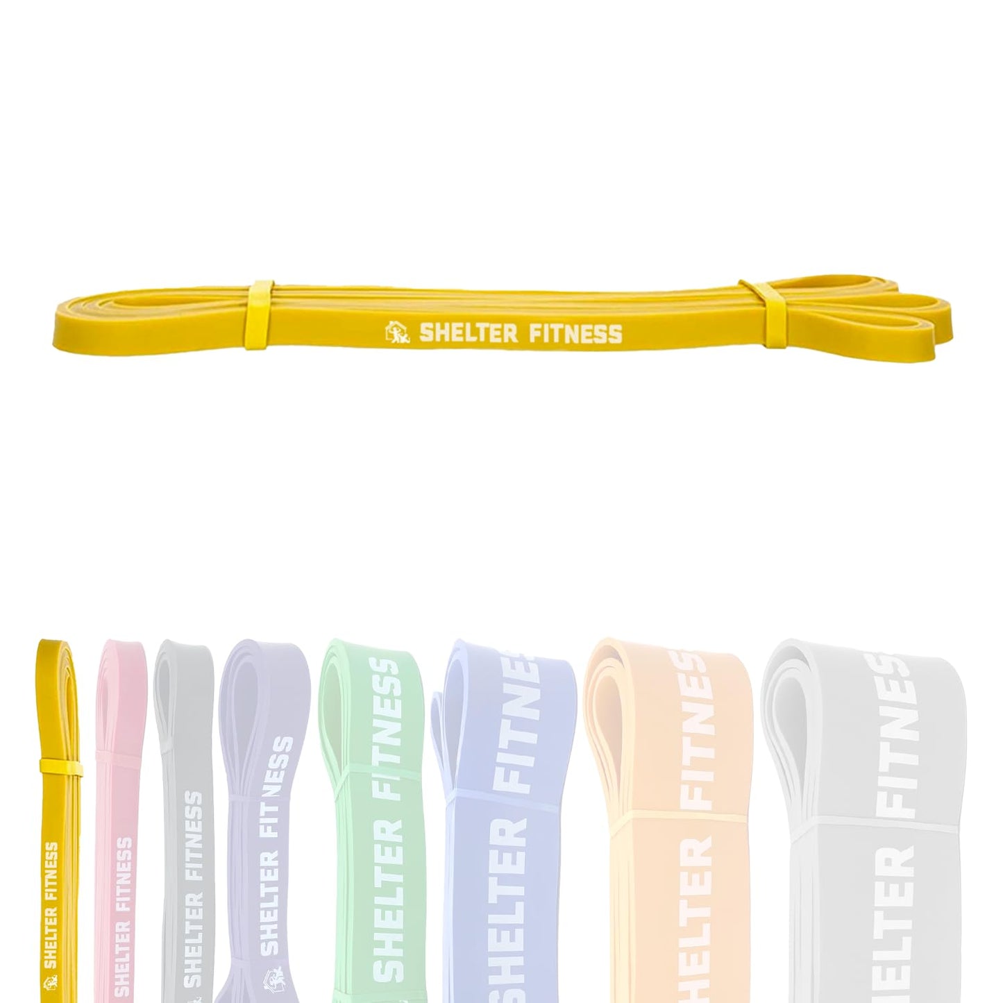 Bandas de resistencia para trabajo pesado de Shelter Fitness, 15 lb, color amarillo