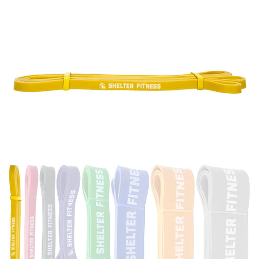 Bandas de resistencia para trabajo pesado de Shelter Fitness, 15 lb, color amarillo