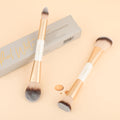 DUcare Makeup Brushes Duo End Foundation Contour Powder and Buffer Brush Bronzer Double Makeup Brush Set 2Pcs white