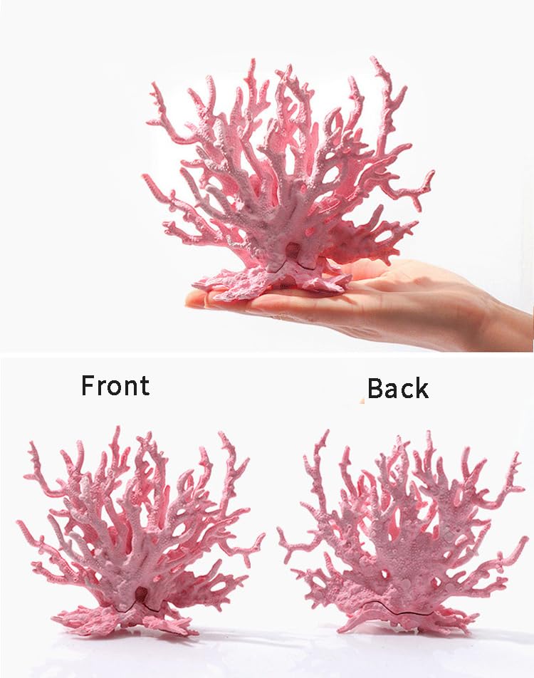 AnRui Aquarium Coral Ornament Resin Coral Reef Decor Artificial Aquarium Plants Landscape Fish Tank Accessories Decorations, Pink