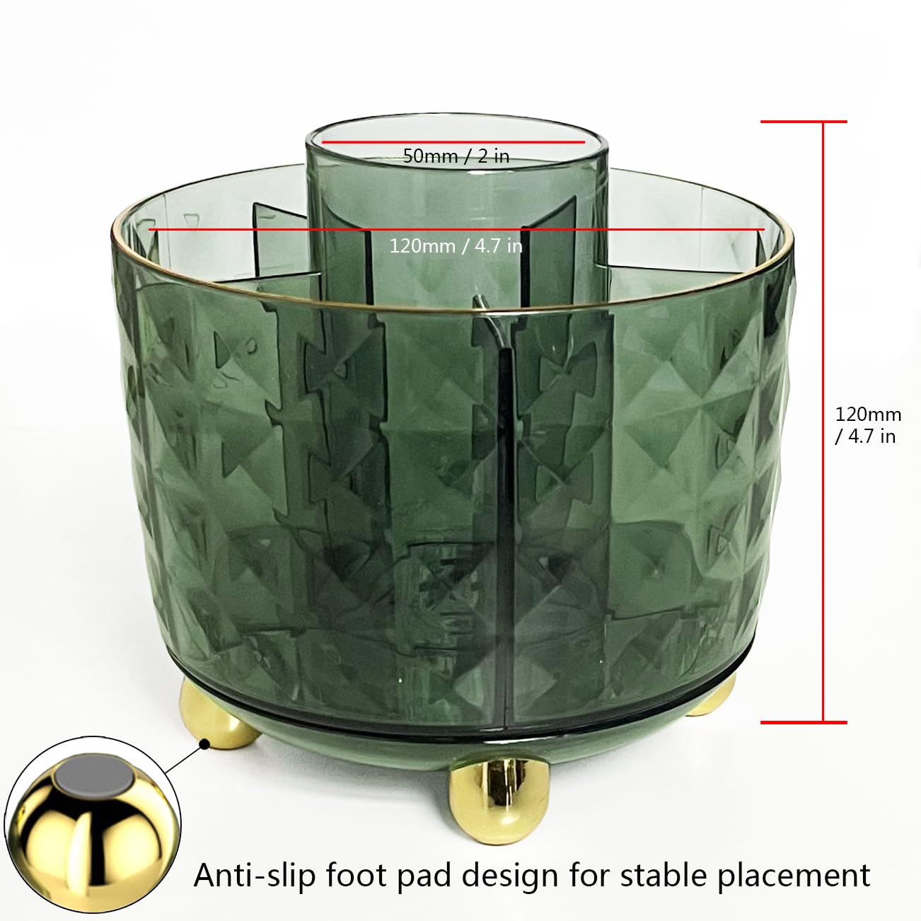 GOTOBA Pot à crayons vert foncé pour bureau, organisateur de stylos rotatif à 360 °, fournitures de bureau vertes, joli pot à crayons, pot à crayons rotatif à 6 compartiments