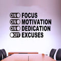 SEATUNE Motivational Wall Decals, Gym Wall Decor, Quotes Inspirational Classroom Office Workout Sport Positive Exercise Home Vinyl Art Stickers On Focus On Motivation On Dedication Off Excuses 20"X12"