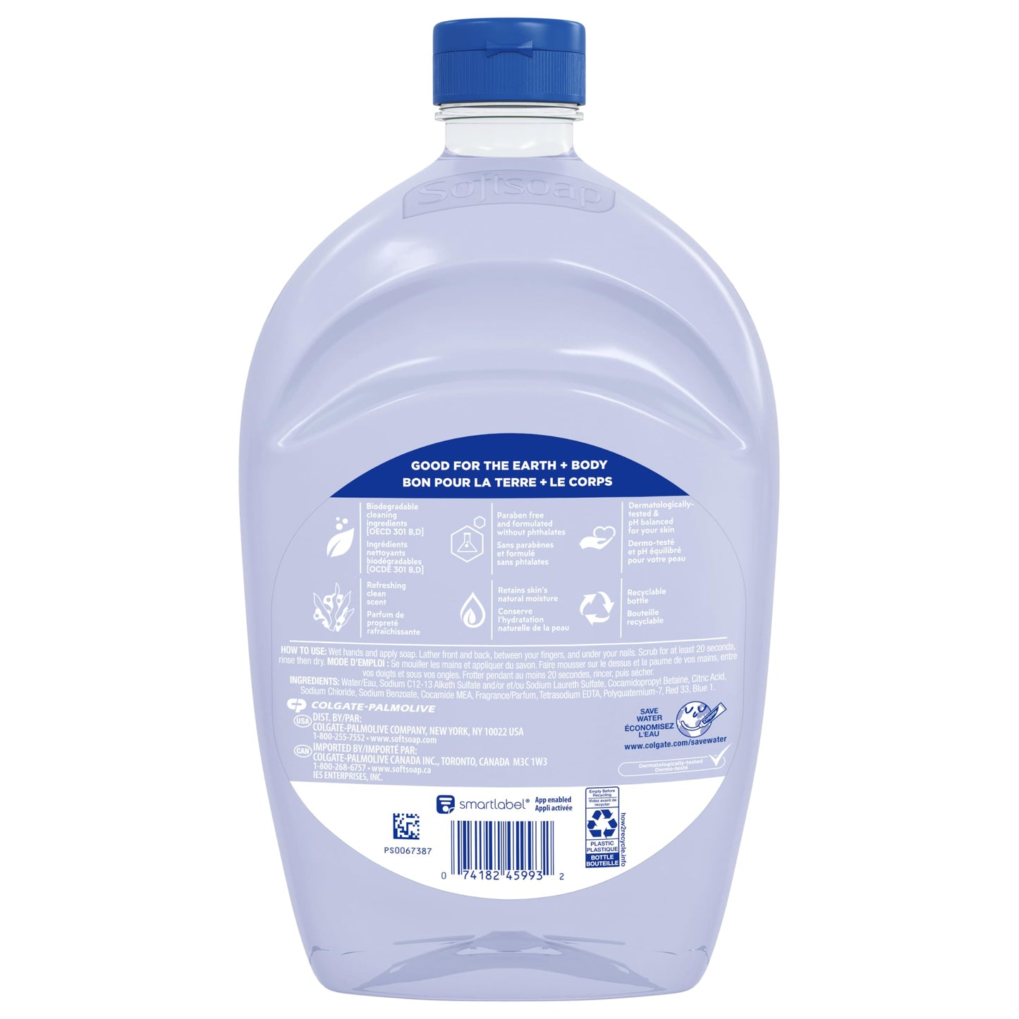 Recambio de jabón líquido transparente para manos Softsoap, aroma limpio y refrescante, serie Aquarium, 50 oz, paquete de 1