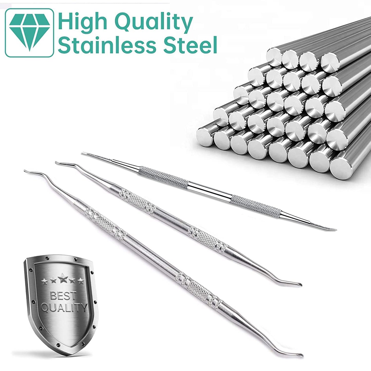 3-Pack Ingrown Toenail File and Lifters, Professional Surgical Stainless Steel Ingrown Toenail Tool- Safe Nail Cleaning Treatment Pedicure Tools Kit Under Sidewall Cleaner Pain Relief Accessories