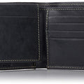 Timberland Men's Leather Wallet with Attached Flip Pocket, Black (Cloudy), One Size