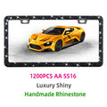 1Pack Bling Rhinestone License Plate Frame for Women，Diamond Sparkly License Plate Frames| Stainless Steel Frames & Over 1200 pcs Finest 14 Facets Black Glass Crystals Premium Diamond+GiftBox（Black）