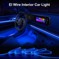 QVEVDACAR EL Wire Interior Car LED Strip Lights, 16.5FT USB Neon Glowing Strobing El Wire Lights with 6mm Sewing Edge, Ambient Lighting Kits for Car Inside Decorations (Blue)