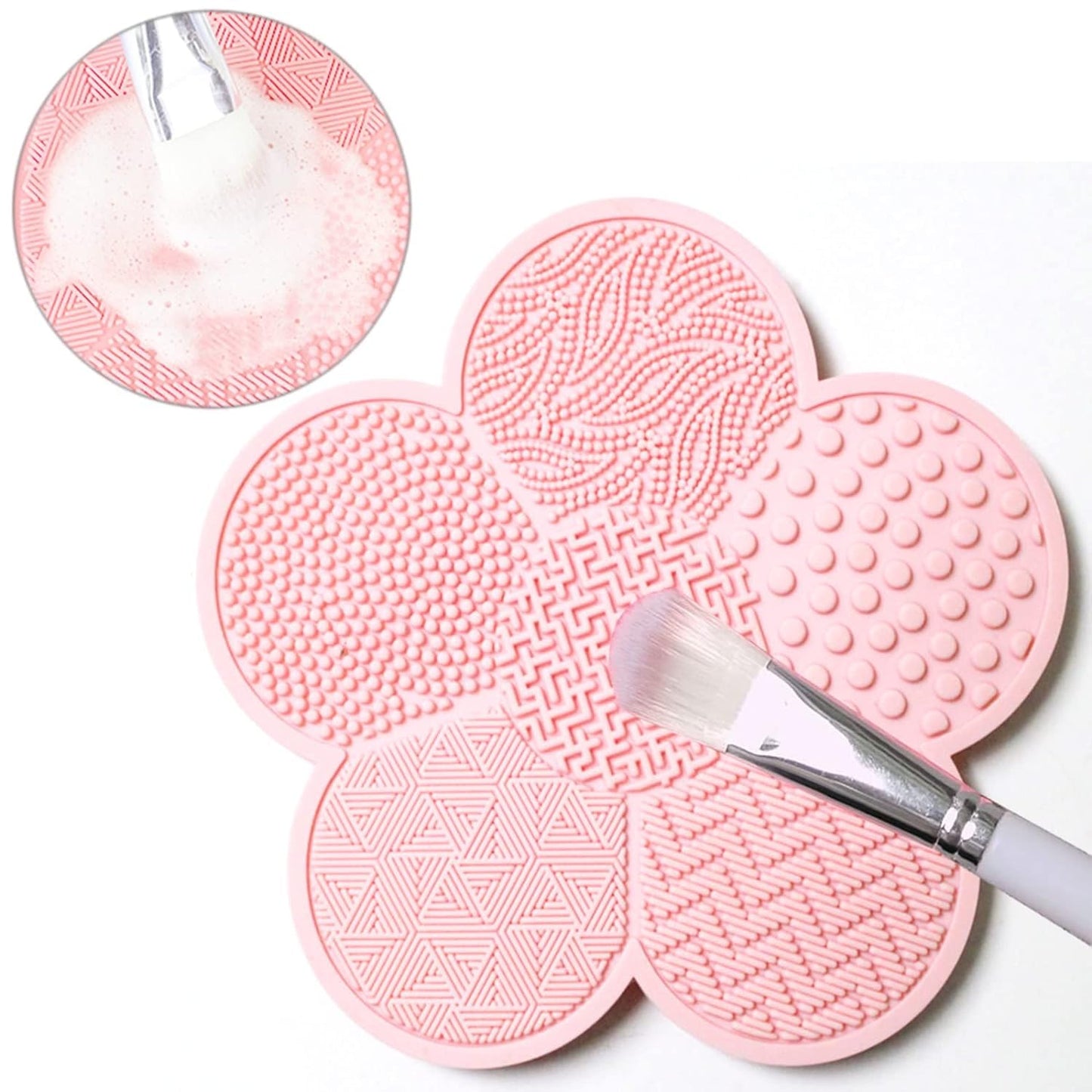 1Pc Pink Silicone Makeup Brush Cleaning Bearings with Suction Cups, Silicone Makeup Brush Cleaning Tool, Makeup Brush Tools,Brush Cleaners，Makeup Brush Cleaning,Beauty and Personal Care