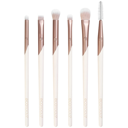 EcoTools Luxe Exquisite Eye Makeup Brush Kit, For Eyeshadow, Eyeliner, & Brow Makeup, Professional Eye Brush Set, Eco-Friendly Makeup Tools, Synthetic Bristles, Cruelty Free & Vegan, 6 Piece Set