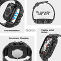 Goton IP68 Waterproof Band Compatible for Apple Watch Bands 45mm with Case - Series 9 8 7 for Men, Heavy Duty Rugged Sport Strap with Screen Protector & Back Cover for iWatch Accessories