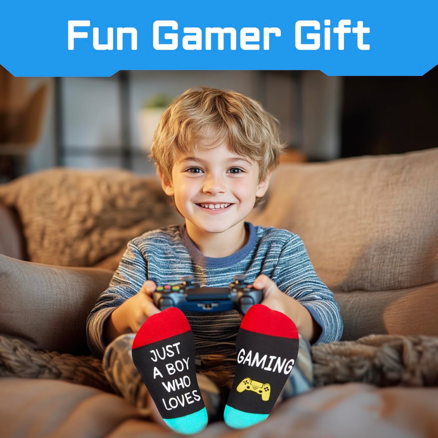 Cadeaux de jeu pour les adolescents joueurs - Chaussettes de jeu amusantes Chaussettes de jeu vidéo Cadeaux de Noël pour les enfants de 4 à 6 ans