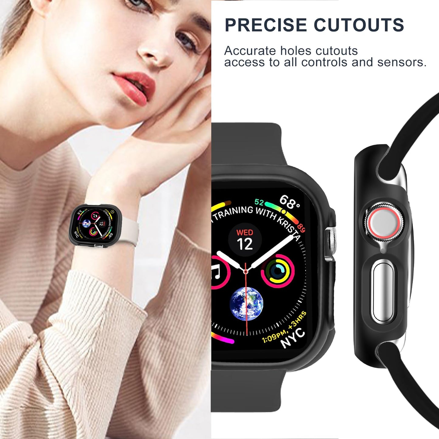 Jaroco - Juego de 2 fundas protectoras para Apple Watch Series SE2 SE 6 5 4 40 mm (sin protector de pantalla), delgadas y a prueba de golpes, para accesorios iWatch S6/S5/S4/SE de 40 mm, color negro y transparente