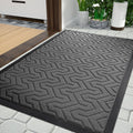 Tapis de porte d'entrée extérieur Yimobra, 29,5 x 17, tapis de bienvenue extérieur intérieur imperméable, paillasson robuste, profil bas, tapis d'entrée de porche de garage antidérapant, facile à nettoyer, gris