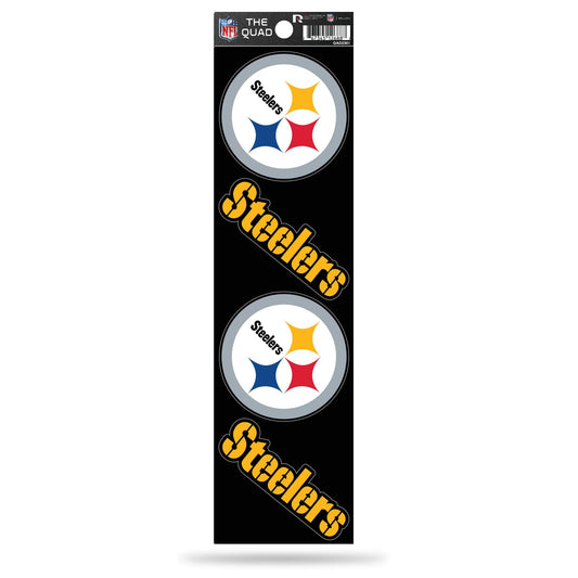 Rico Industries NFL Die Cut 4-Piece The Quad Sticker Sheet, Pittsburgh Steelers , 3 x 11.5-inches