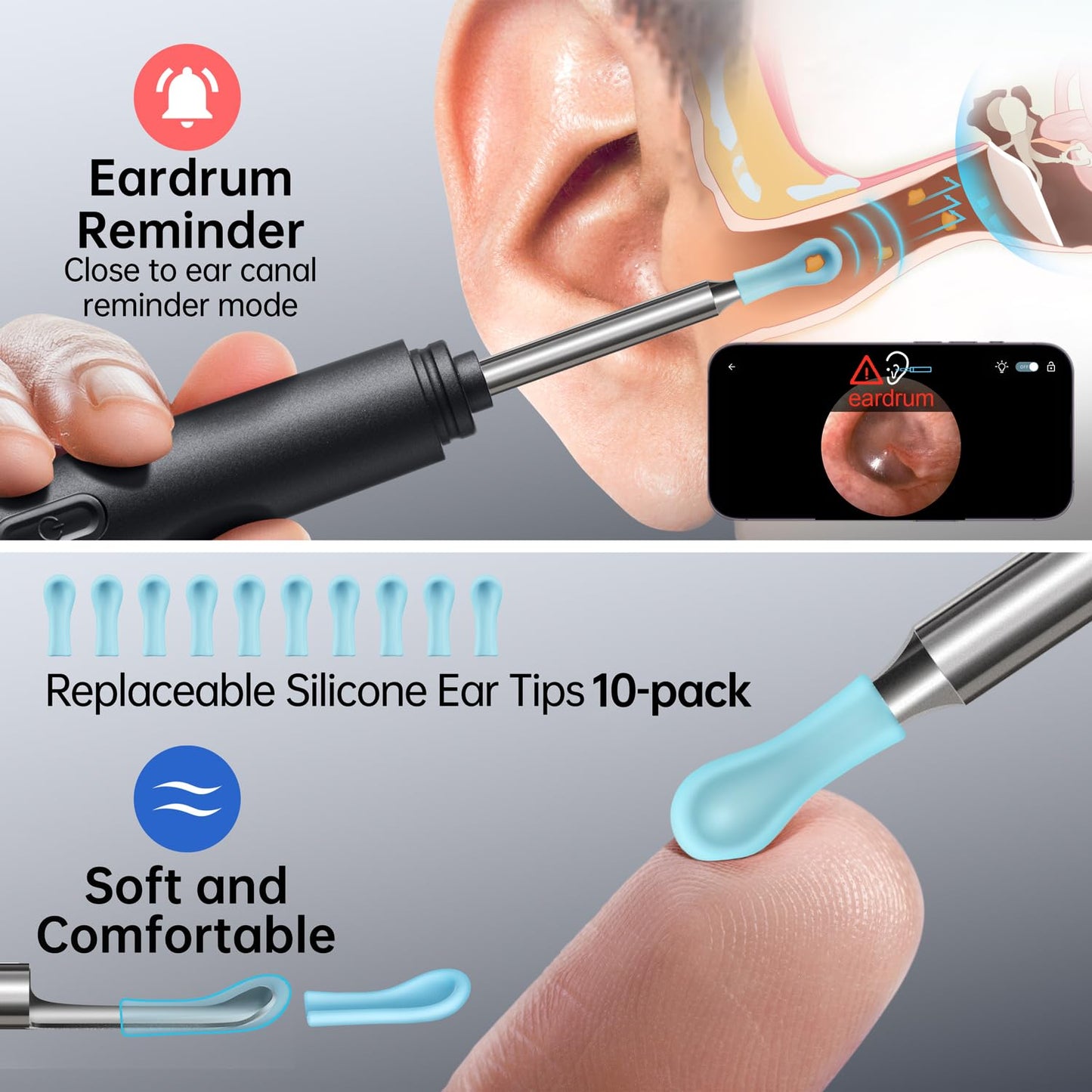 Ear Wax Removal Tool Camera, 1296P HD Camera and 6 LED Lights, Ear Cleaner with Camera, 1296P HD Camera and 6 LED Lights, Ear Cleaning kit, Ear Wax Removal Kit