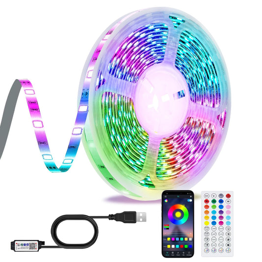 LED Strip Lights for Bedroom 9.84ft, Music Sync Color Changing Timer Setting USB power RGB Led Strip Lights with Remote App Control Bluetooth Led Strip, for TV Computer Backlights Home Party Decor