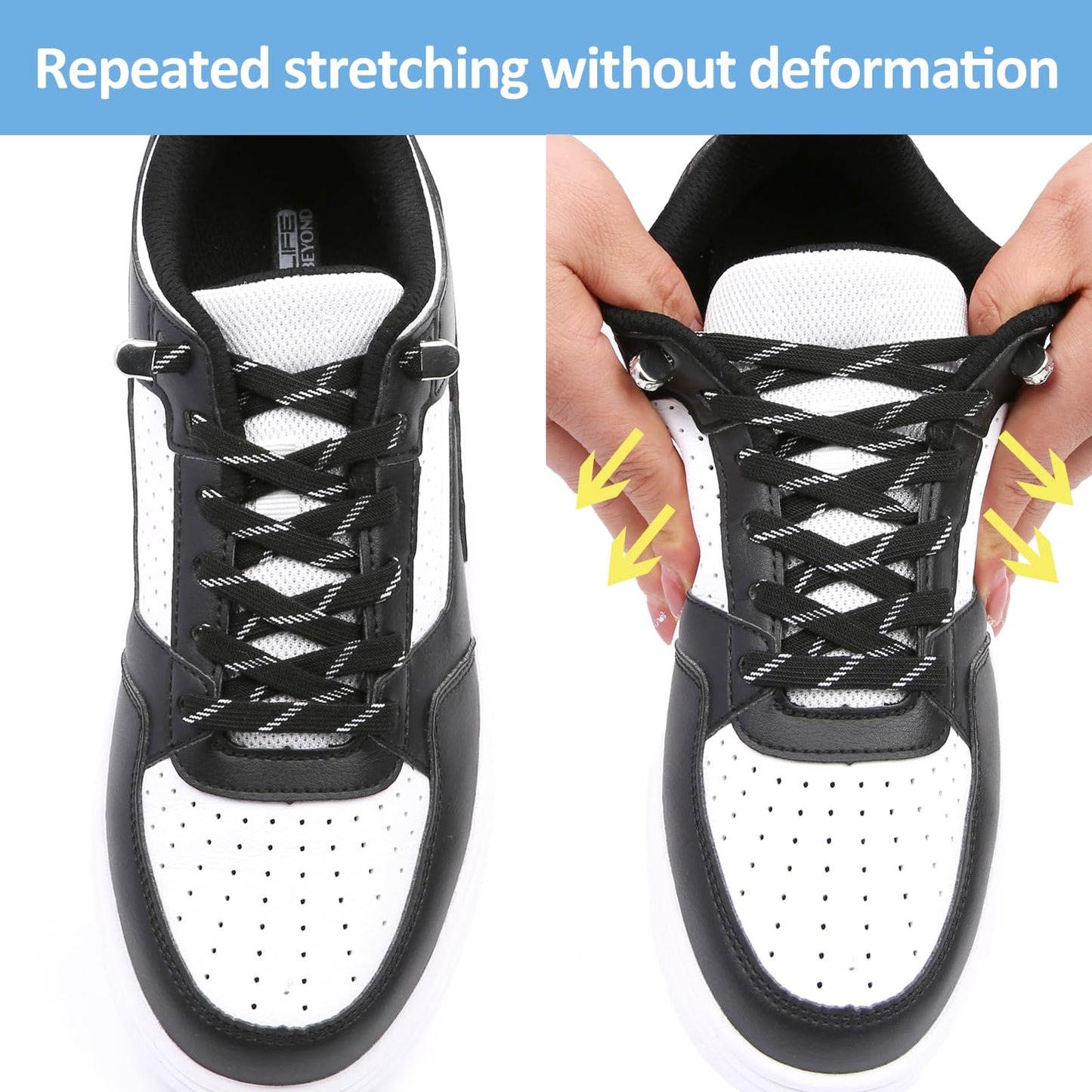 ZHENTOR Elastic No Tie Shoe Laces for Adults & Kids, Flat Elastic Tieless Shoelaces for Sneakers (white)