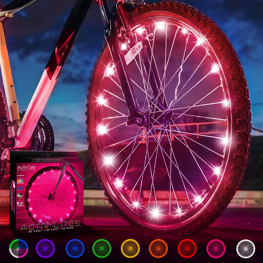 Luces LED para ruedas de bicicleta Activ Life con pilas incluidas. Obtenga un 100 % más de brillo y visibilidad desde todos los ángulos para máxima seguridad y estilo (paquete de 1 neumático)