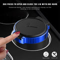 Cenicero para coche Povtii con tapa, cenicero desmontable de acero inoxidable sin humo con luz LED azul, mini bote de basura portátil a prueba de viento para cigarrillos, accesorios para coche (azul)