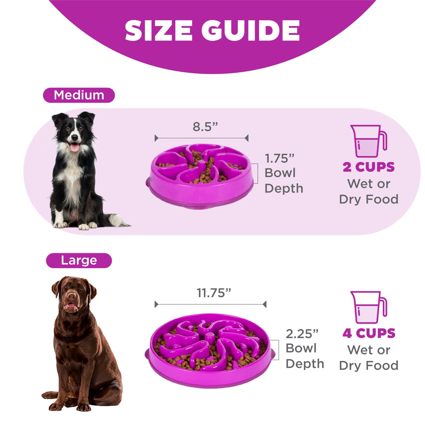 Outward Hound Fun Feeder Slo Bowl, Slow Feeder Dog Bowl, Medium/Mini, Purple