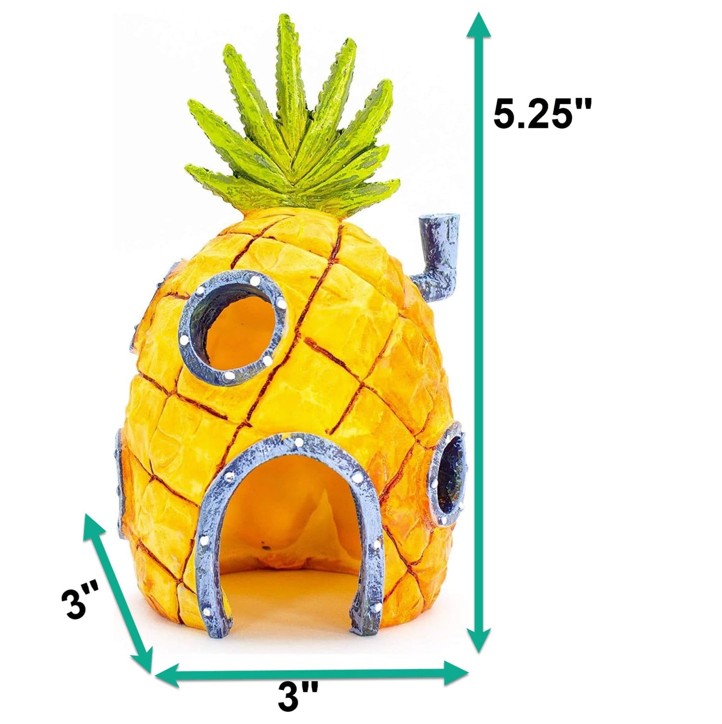 Adorno para acuario con licencia oficial de Bob Esponja (SBR10EO) de Penn-Plax: casa de piña de Bob Esponja, tamaño mediano