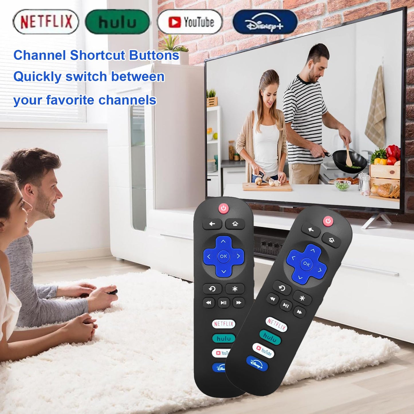 【2 Pack 】 Replacement Remote Control for Roku TV, Compatible for TCL/Hisense Roku/Onn Roku/Sharp Roku/Element Roku/Westinghouse Roku/Philips Roku/Insignia Roku Smart TVs (Not for Roku Stick and Box)