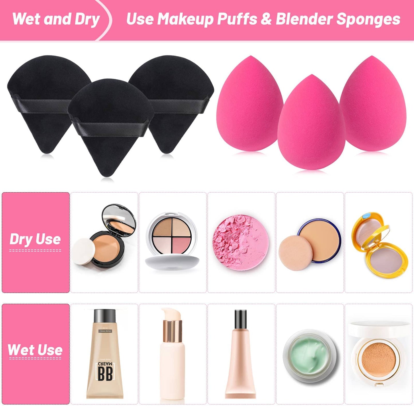 Disposable Makeup Applicators Kit with Mixing Palette Powder Puff Makeup Artist Tools Supplies Mascara Wands, Lip Brushes, Hair Clips Makeup Sponge for Face with Storage Box