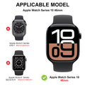 Diruite - Paquete de 2 fundas para Apple Watch Series 10 de 46 mm, protector de pantalla de vidrio templado integral, accesorios para iWatch Series 10 de 46 mm, color negro y negro