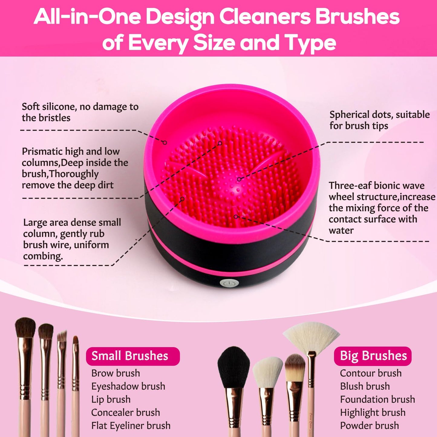 Electric Makeup Brush Cleaner Machine, Automatic Spinning Cosmetic Brushes Cleaner Cleanser for All Size Beauty Makeup Brush Set Travel Portable for Women, Girls