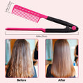 Hair Straightening Comb Set - 2-Pack Flat Iron Comb for Beautiful Tresses, Hair Straightener Comb with Firm Grip, Ideal for Knotty Hair, Styling Comb, Pink