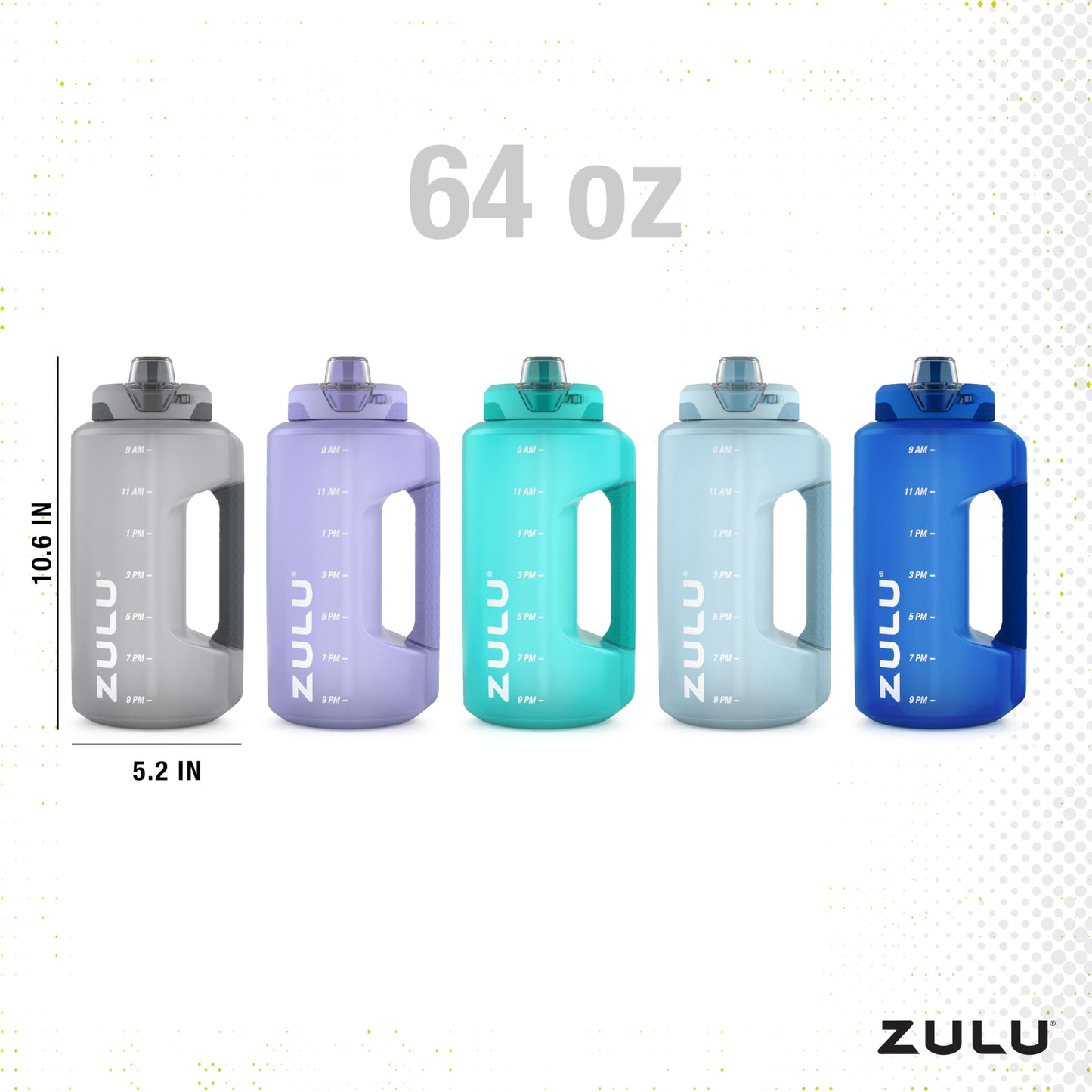 ZULU Goals 64oz Large Half Gallon Jug Water Bottle with Motivational Time Marker, Covered Straw Spout and Carrying Handle, Perfect for Gym, Home, and Sports, Tropical Violet