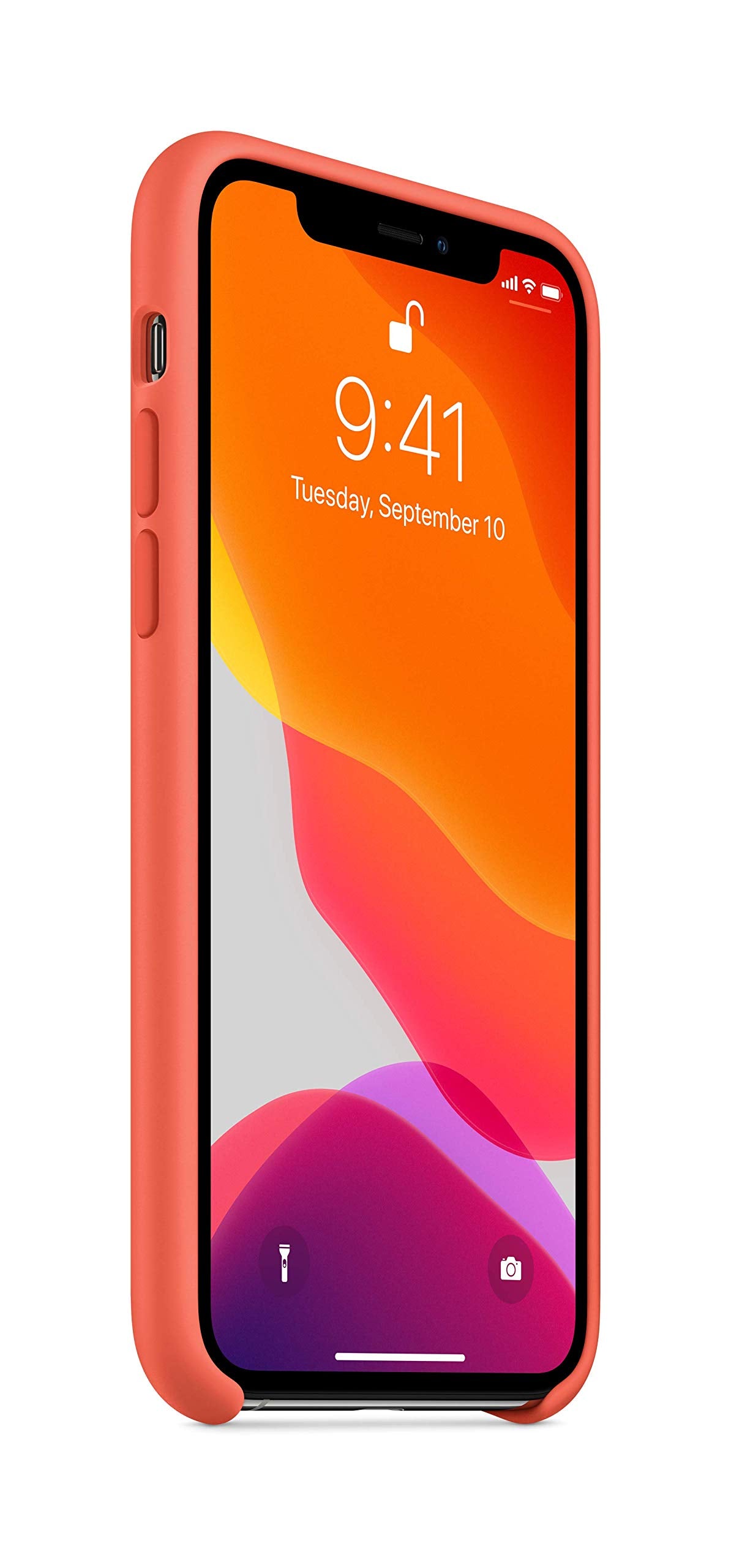 Funda de silicona para iPhone 11 Pro de Apple, color clementina, ajuste fino, compatible con carga inalámbrica