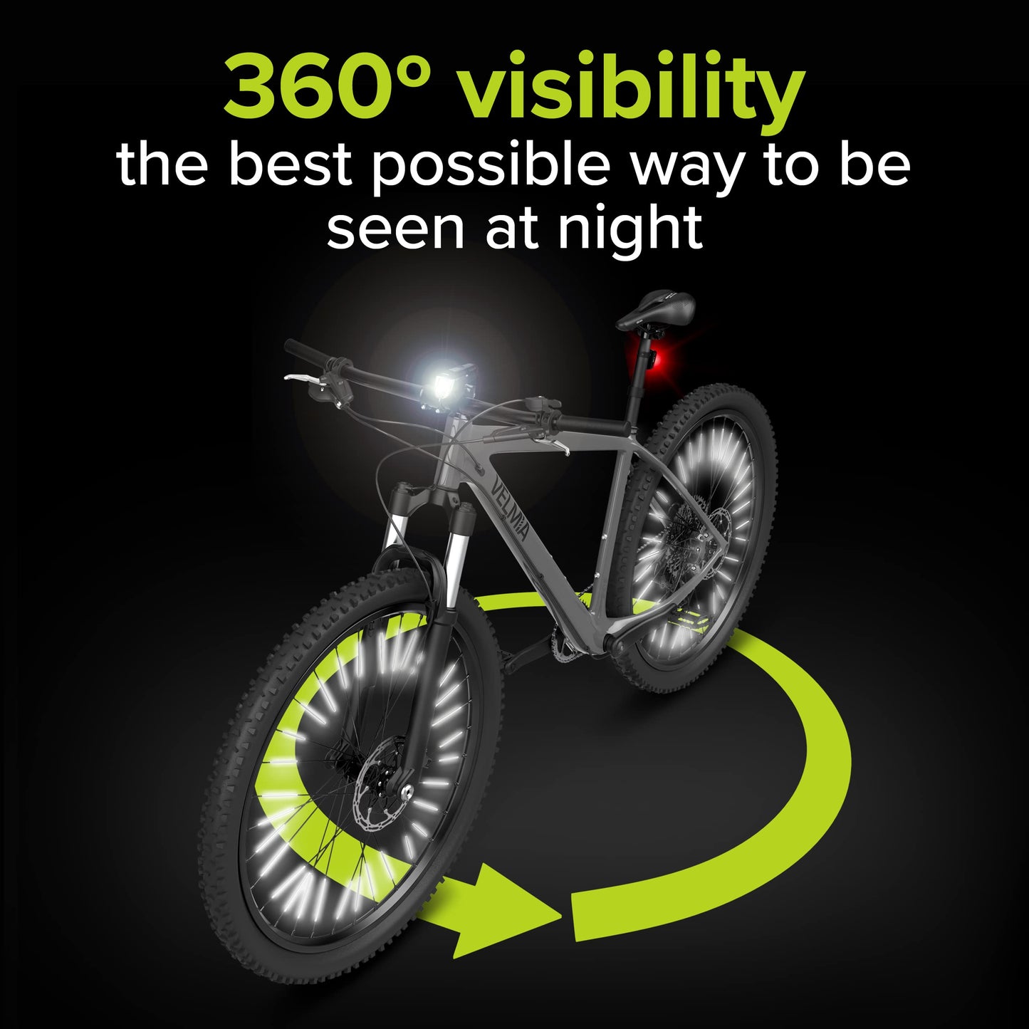 VELMIA Bike Reflectors for Night Riding - 360° Visibility and Easy mounting I Spoke reflectors Made with 3M Scotchlite, Bicycle Spoke reflectors Bike Spoke Skins, Bike Spoke Lights, Reflective Spoke