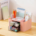 Organiseur de bureau Moikiwi avec 2 tiroirs, organisateur de fournitures de bureau pour bureau, accessoires de bureau mignons avec plastique, porte-stylo pour comptoir de bureau, rose