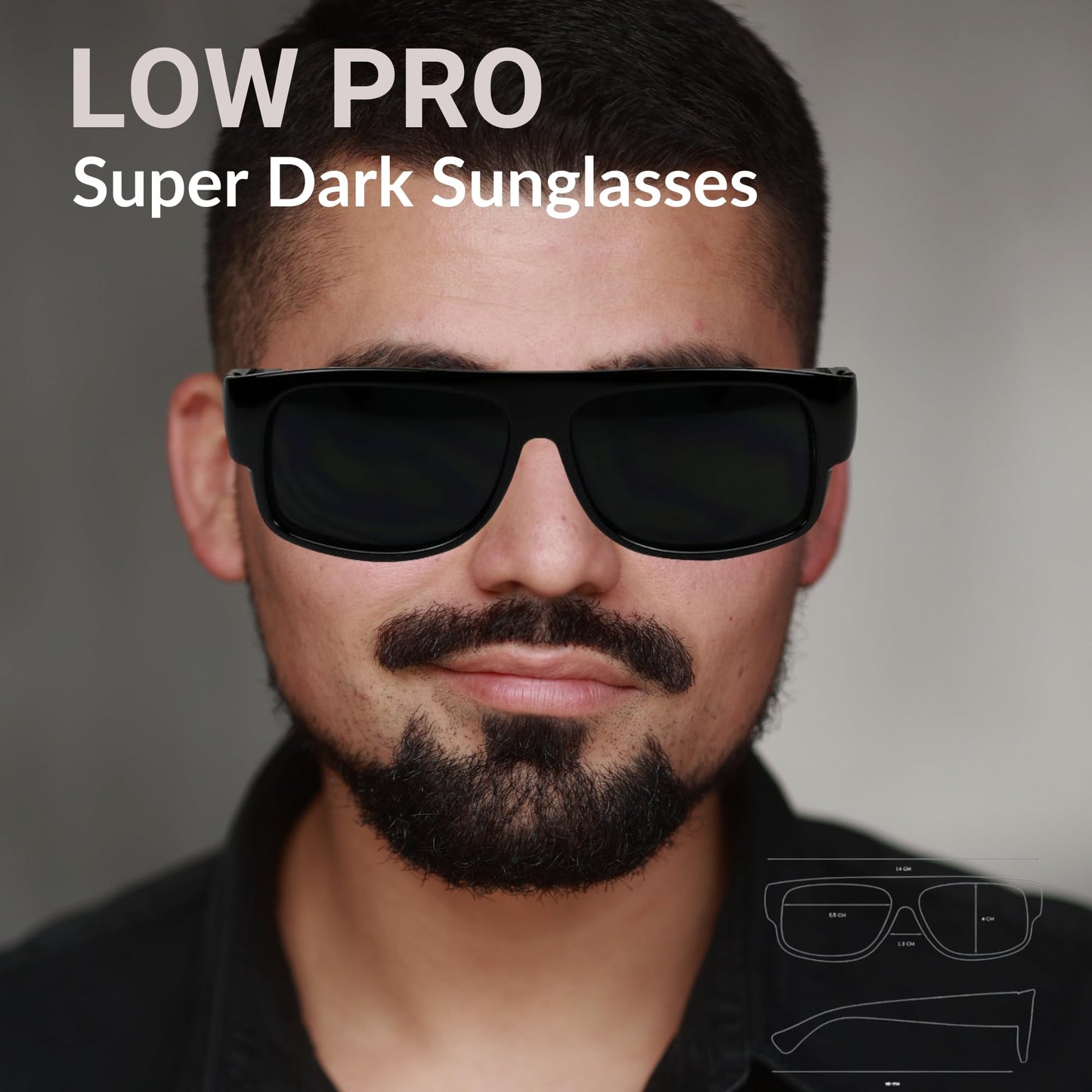 Gafas de sol Gangsta con lentes oscuras negras para hombre, gafas Cholo con protección UV, bisagra de resorte, estilo clásico Eazy E, parte superior plana de la vieja escuela (negro)