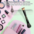 Jilier Travel Makeup Brushes with Case, 4 in 1 Makeup Brush Set, Powder Brush, Foundation/Blush Brush, Eyeshadow Brush, Concealer Brush, Double Ended Makeup Brush Ideal for Liquid, Cream, Powder