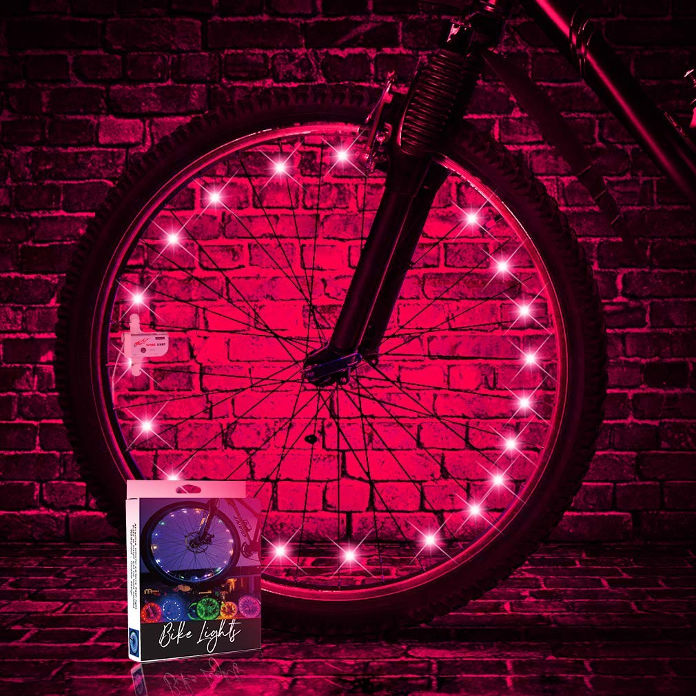 TINANA LED Bike Wheel Lights (1 Wheel Pack) Ultra Bright Waterproof Bicycle Spoke Lights Cycling Decoration Safety Warning Tire Strip Light for Kids Adults Night Riding(red)