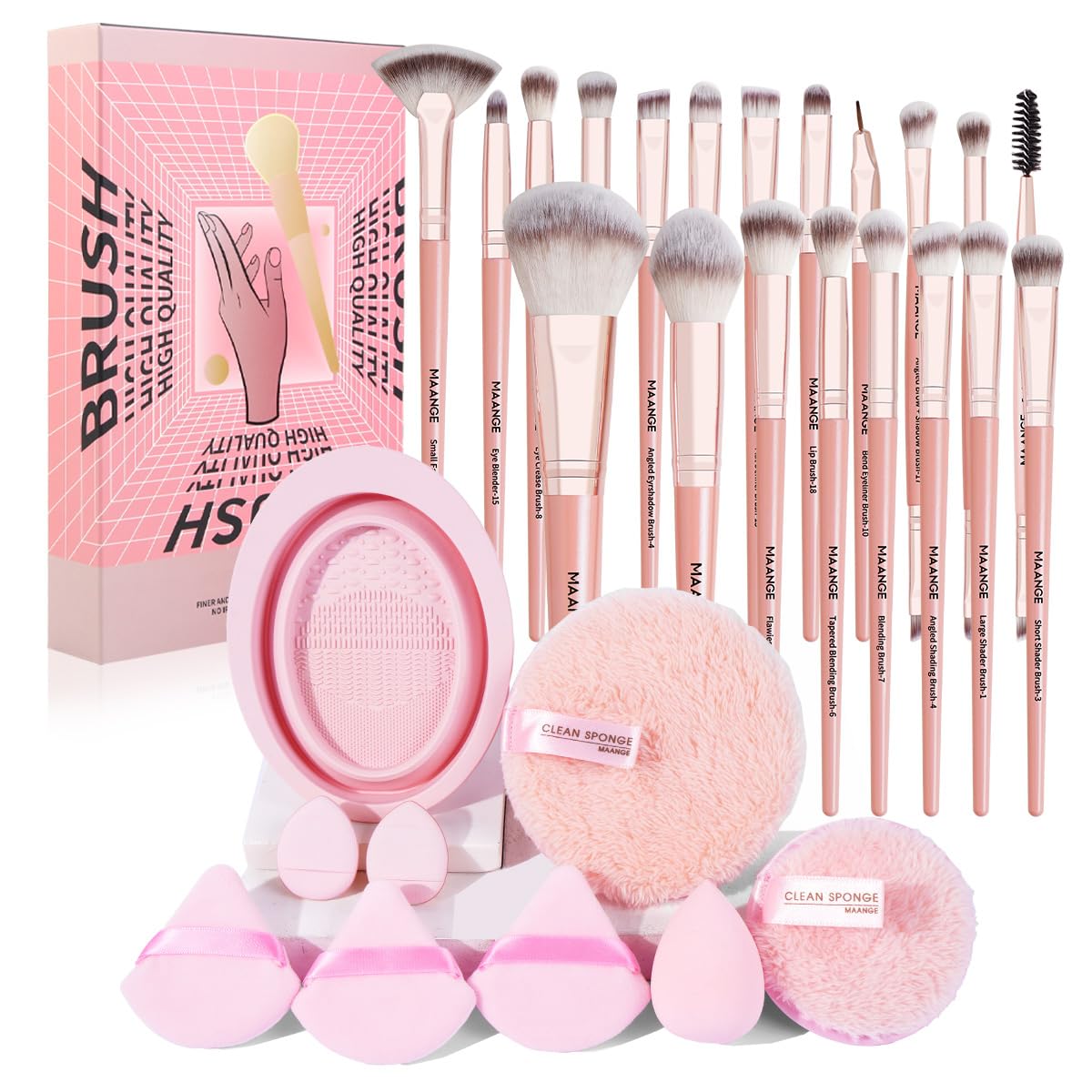 29 Pcs Makeup Brushes Set, Professional Makeup Kit Cosmetics Brushes Foundation Concealer Powder Face Eye Make up Brushes Kit (Pink)