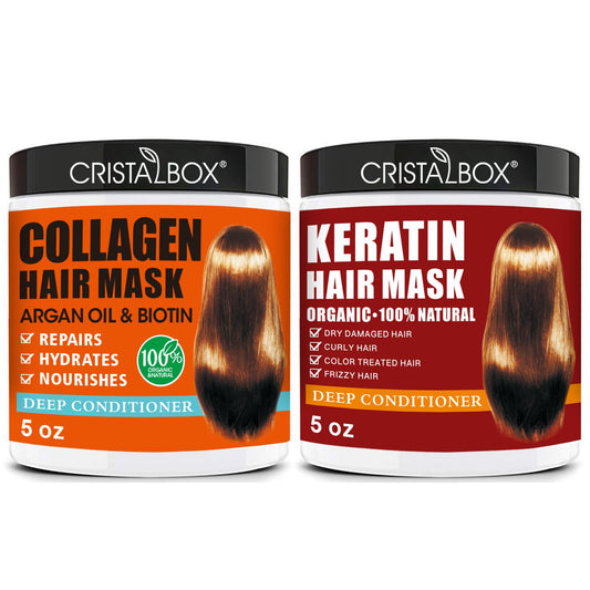 2 Pack Collagen Hair Mask & Keratin Hair Mask,Keratin Hair Treatment,Hydrating Argan Oil Hair Repair Treatment Deep Conditioner Hair Mask for Dry Hair,Collagen with Biotin Hair Treatment Mask