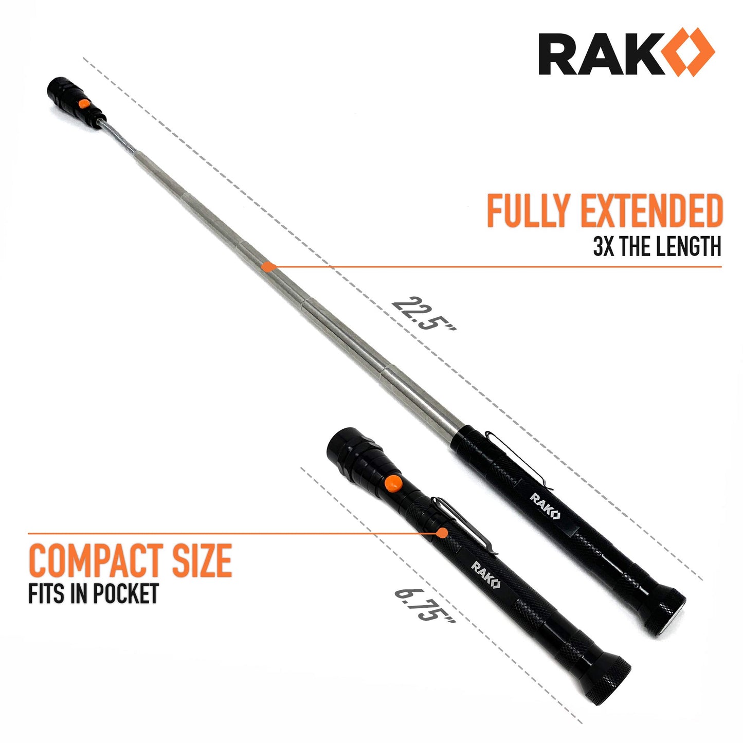 RAK Magnetic Pickup Tool Gifts for Men - Telescoping Magnet with LED Flashlight and 22 Inches Extendable Neck - Cool Gadget Gifts for Dad - LED Flashlgiht