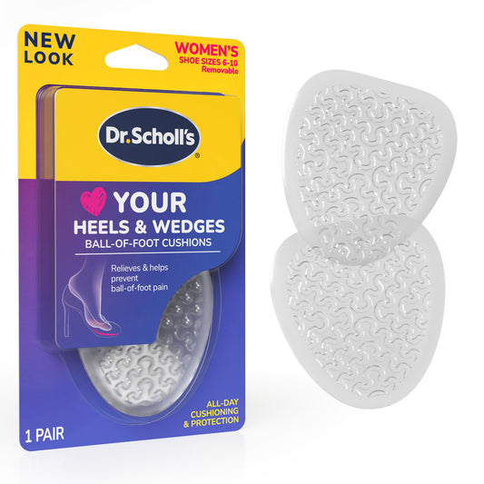 Dr. Scholl's Love Your Heels & Wedges Ball of Foot Cushions for Women, 1 Pair, Metatarsal Pads Women - All-Day Comfort for High Heels - Relieve & Prevent Shoe Discomfort, No Sliding Stopper Pads